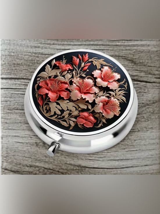 Accessories - Floral Nature Inspired Pill Organizer 3-Compartment Compact Pill Case New